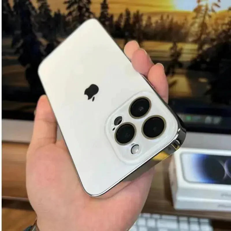 Capa protetora para iPhone de vidro temperado acrílico fosco galvanizado