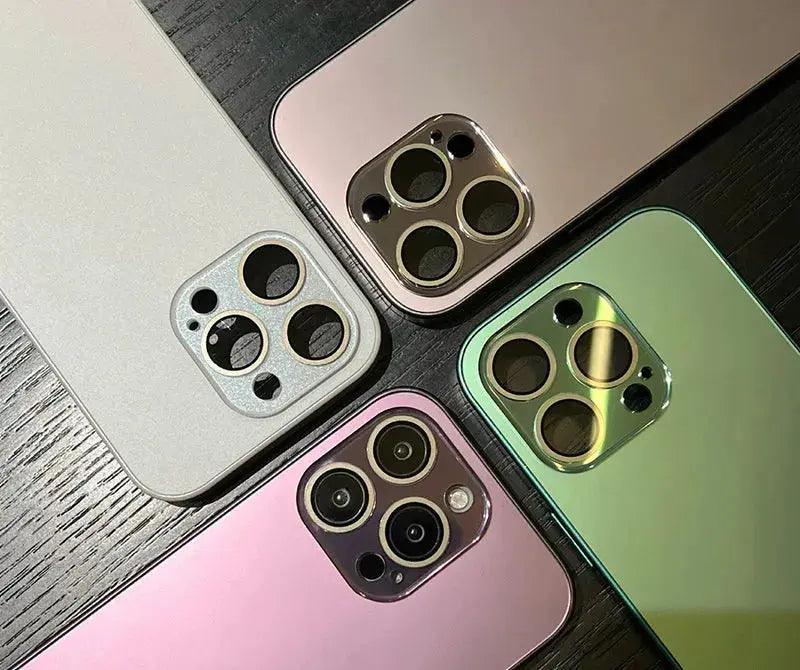 Capa protetora para iPhone de vidro temperado acrílico fosco galvanizado